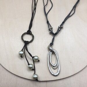 Curated bundle boho style layered look necklaces, extra long, trendy.